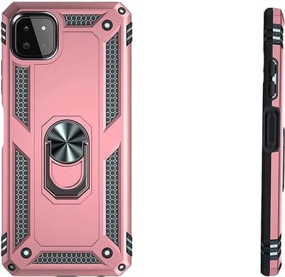 Hoesje Geschikt Voor Samsung Galaxy A22 5G Hoesje Armor Anti-shock Backcover Rose Goud - Galaxy A22 5G - A22 5G Backcover kickstand Ring houder cover TPU backcover oTronica