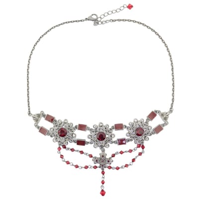 Behave – Choker Ketting – Rood – Zilverkleurig – Klassiek – Strass – Gothic
