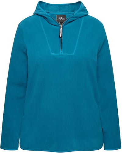Ulla Popken - Dames - Troyer van fleece kort oversized capuchon lange mouwen - Donkerpetrol - Maat 50+