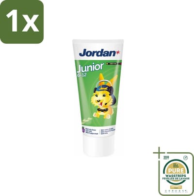 1 x Jordan - Junior - Tandpasta - 6-12 jaar - 50 ml- Tandpasta Voor Kinderen - Tandpasta 6-12 Jaar - Fluoride 1450 Ppm - Wisselgebit Bescherming - Gaatjesvoorkomend