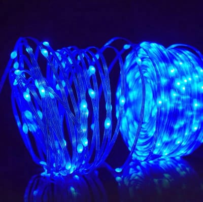 MUPOO LED Lichtsnoer 10M 100LEDs - Fairy Lights Kerstverlichting Binnen & Buiten - IP44 Waterdicht Lichtslinger met Geheugenfunctie en 8 Lichtstanden - Ideaal als Tuinverlichting voor Feesten, Trouwerijen en Kerstdecoratie - Blauw