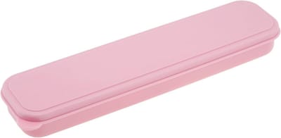 Draagbare bestekdoos van 24 cm voor reizen, tafelgerei opbergzak, inclusief vork, lepel en eetstokjes voor kamperen (roze)