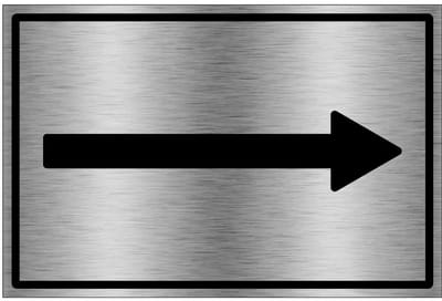 Pijl bord - gecoat brushed aluminium - grijs zwart | 30 x 20 cm
