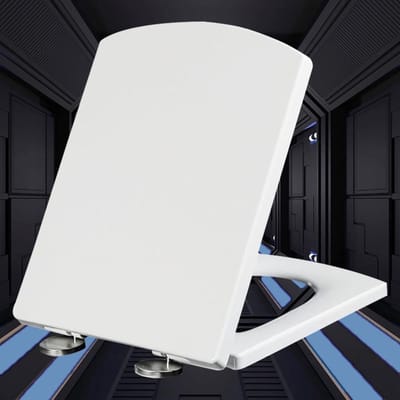 Toiletzitting Vierkant - Toiletdeksel - Badkamer Vernieuwen - Soft Close - 345 x 43 cm - Wit