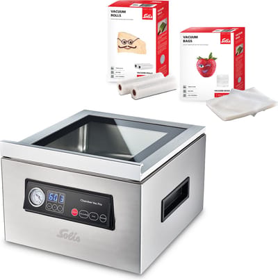 Solis Chamber Vac Pro 5702 Vacumeermachine + 2 Vacuümrollen (20 x 600 cm) en 50 Vacumeerzakken (20 x 30 cm) - Zilver