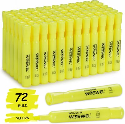 Highlighters Bulk, 72 Pack markeerstiften set, fluorescerend geel, beitel tip markeerstift markers bulk voor kinderen en volwassenen kleuren, markeren als schoolbenodigdheden