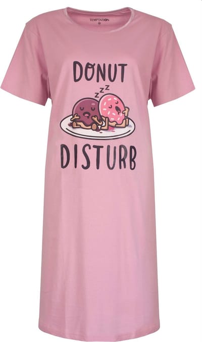 Temptation Dames Bigshirt - Donut Disturb Print - Roze - Maat L