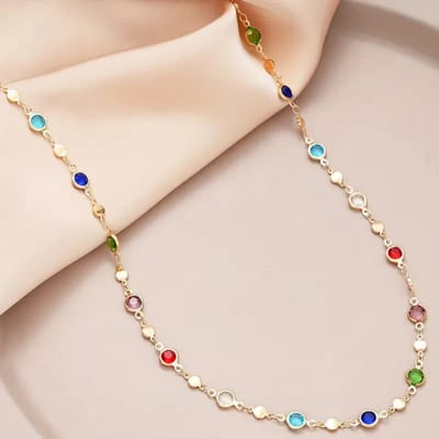 Bovista Ketting - Dames - Staal - Nep zilver - Met Hanger - Kleurrijk