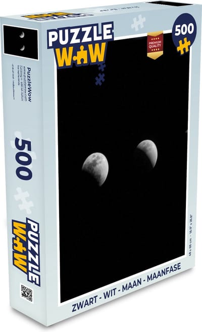 Puzzel Zwart - Wit - Maan - Maanfase - Ruimte - Legpuzzel - Puzzel 500 stukjes