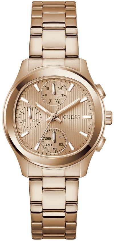 Guess Birdie Quartz Analoog Horloge Roségoudkleurig Kast Gemaakt Van 100% Roestvrij Staal En Een Armband Van 100% Roestvrij Staal 36 GW1031L1, GW1031L2, GW1031L3, GW1031L4, GW1031L5, GW1031L6