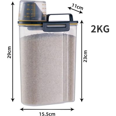 1,5 kg/2 kg hond kattenvoer emmer plastic opslagtank met maatbeker container vochtbestendige verzegelde pot dierbenodigdheden accessoires 2KG
