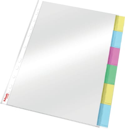 Esselte - L-shaped folder - 6 parts - for A4 Maxi - capacity: 30 sheets - tabbed - clear glass