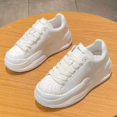 Spons Cake Dikke Zool Kleine Witte Schoenen Dames Lente Nieuw Alles-match Lichtgewicht Casual Sportschoenen 40