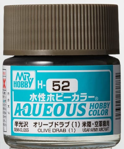 Gunze H-052 - Olive Drab Sg - Mr. Hobby Aqueous Modelbouwverf 10ml