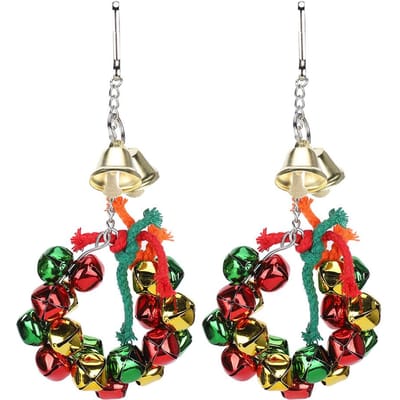 2 stuks Huisdier Vogel Papegaai Bel Ring Slinger Speelgoed Kerst Vogelkooi Krans Decoratie Benodigdheid