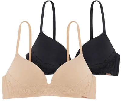 Dorina 2-pack voorgevormde BH zonder beugel - Fili Lace - Kanten T-shirt bh zonder vulling - 75B - Zwart