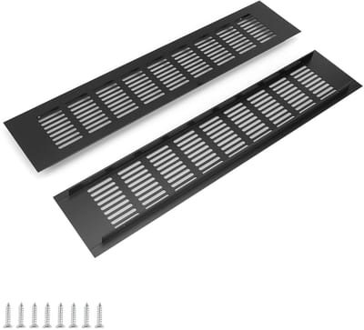Dailygoods- Ventilatierooster Zwart 400 mm - Aluminium - 2 Stuks - Rechthoekig - Voor Ventilatie - Eenvoudig te Installeren - Ontluchtingsrooster