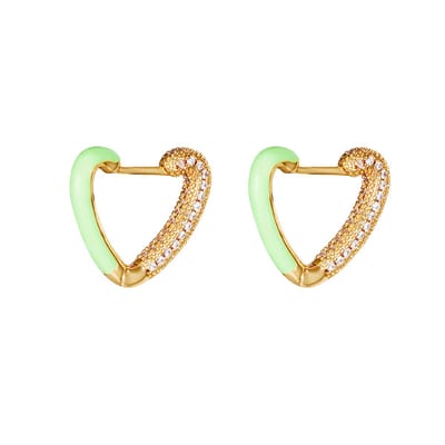 orring in hartvorm groen met kristallen| oorbellen | Cadeau voor haar | Tieners | Moederdag|Valentijnsdag