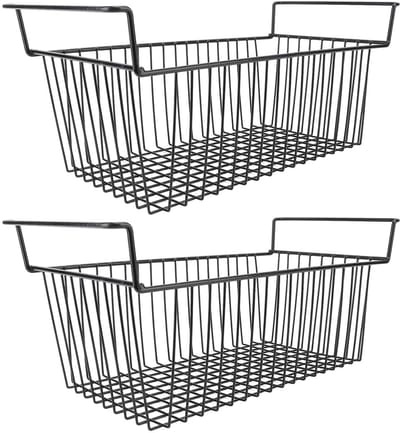 Allecto - Metalen Draadmanden - Borstvriezer Organisatorbakken - Stapelbaar Opbergrek - Zwart - Diepe Mand - Ideaal voor opslag - Geschikt voor die...
