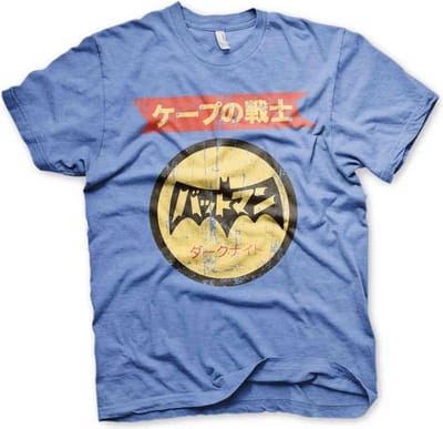 DC Comics Batman Heren Tshirt -M- Japanese Retro Logo Blauw