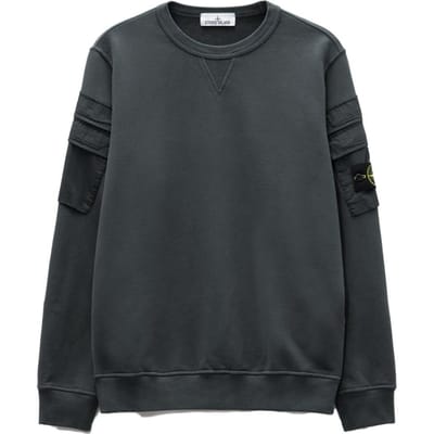 Poches Manches Crewneck Stone Island Gris Plomb Unisexes Hauts 791560577-V0062 S black