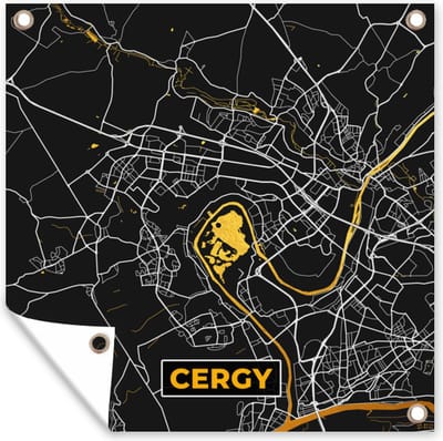 Tuin poster Stadskaart – Cergy - Plattegrond – Kaart – Frankrijk - 200x200 cm - Tuindoek
