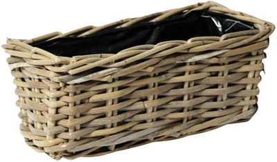 Mega Collections Plantenmand Botha - rotan - naturel - rechthoek - 27 x 14 x 12 cm - plantenbak buiten/binnen