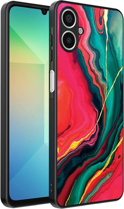 Smartphonica Telefoonhoesje Geschikt voor Samsung Galaxy A06 met Rood Groen Marmer Opdruk - TPU Backcover Case Red Green Marble Design geschikt voor Samsung Galaxy A06
