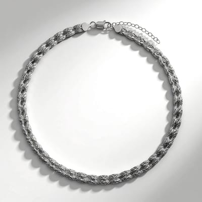 Cavill - Zilveren Ketting 925 Sterling Zilver - Gevlochten Design - 50-55 cm Verlengbaar - Dames Sieraad - Stylisch & Chique