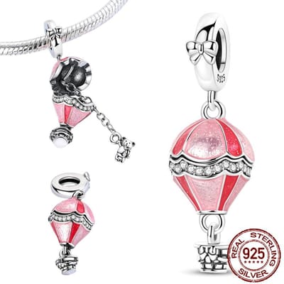 Koperen Openbare Luchtballon Hangers Klassieke Bedels Past op Originele Charms Armband Vrouwen DoeHetZelf Sieraden Cadeaus white
