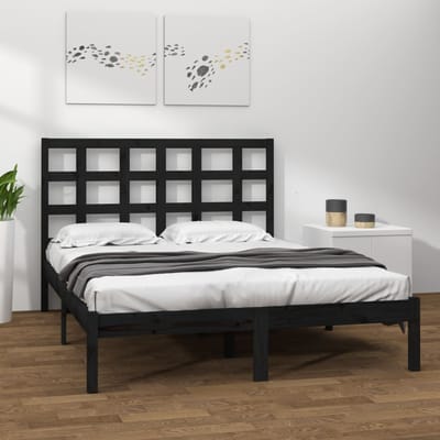 vidaXL - Bedframe - massief - hout - zwart - 200x200 - cm