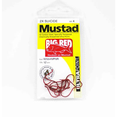 Uitverkoop Mustad 92554NP-NR-4-A12 Big Red Suicide Ultra Point Haken 4 (9213)