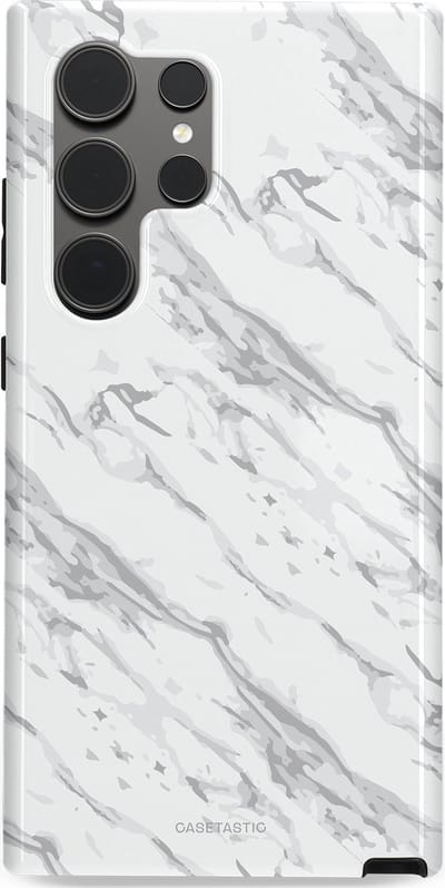 Casetastic hoesje geschikt voor Samsung Galaxy S24 Ultra - Dubbellaagse bescherming - Arctisch Marmer - Fashion Case - Wit Lichtgrijs