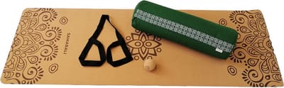 Samarali Bos Groen Yin Yoga Set Sun - Kurk Mat, Bolster & Massagebal - Perfect voor Yoga en Ontspanning