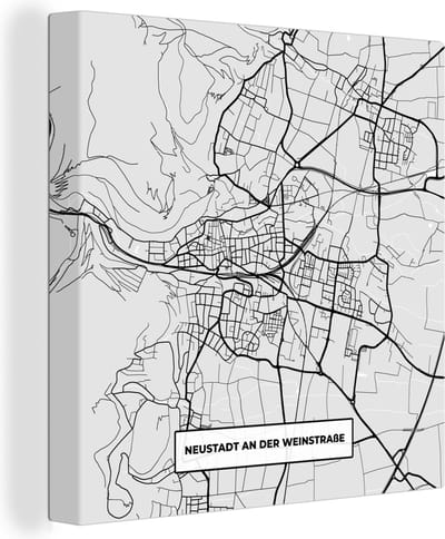 Canvas Schilderij Stadskaart - Plattegrond - Neustadt An Der Weinstraẞe - Duitsland - Kaart - 20x20 cm - Wanddecoratie