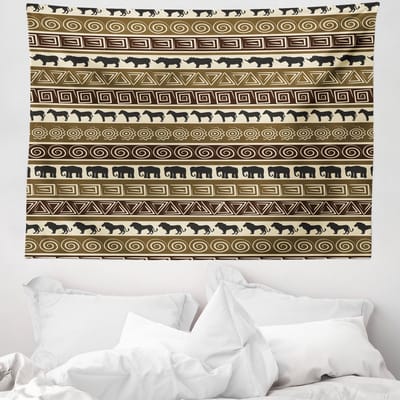 ABAKUHAUS Safari Wandtapijt en Sprei, Afrikaans Thema, 150 x 110 cm, Zwart en Bruin