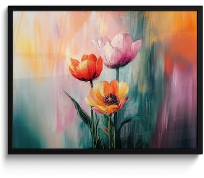 Poster in lijst - Fotolijst 70x50 cm - Posters - Dromerig - Bloemen - Verfijnde details - Posterlijst zwart - Decoratie - Wanddecoratie woonkamer - Muurdecoratie slaapkamer