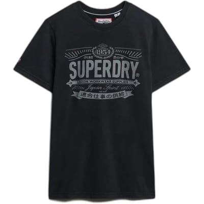 Superdry Heritage Brand T-shirt met Relaxte Pasvorm Black Grootte: S