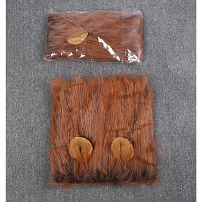Honden Leeuwenpruik met Staart Voor Middelgrote tot Grote Honden Max 80cm Hoofdomtrek Huisdier Cosplay Pet Cap Sjaal Decoratie M donkerbruine kleur