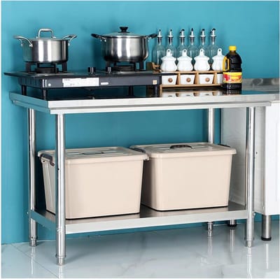 Werktafel RVS - Keukentafel Opklapbaar - Voorbereiden Eten - Verstelbare Voeten - 100x50x80 cm - Zilver