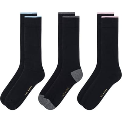 Ted Baker 3pk Mens Non Terry Crew Black Maat: OS | Sokken Outlet | Heren | Zwart