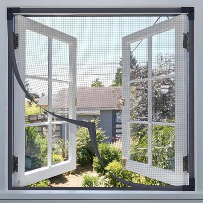 SnelShoppen - Vliegengaas Magnetisch 130 x 120 cm - Verbeterde Insectenbescherming - Zelfklevend Magneetframe - Vergrendelingsklemmen - Doe-Het-Zelf O