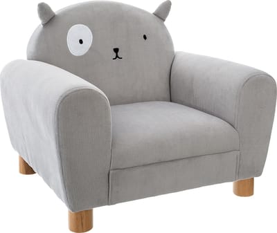Atmosphera Kids Grijze fauteuil met kattenoren voor kinderkamer H 43 cm