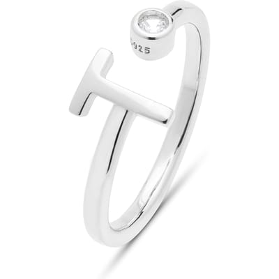 Luxenter 925 Sterling zilveren ring met gerhodineerde briljant zirkonia - Alfabet