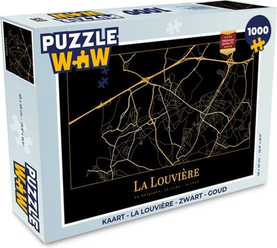 Puzzel Kaart - La Louvière - Zwart - Goud - Legpuzzel - Puzzel 1000 stukjes volwassenen