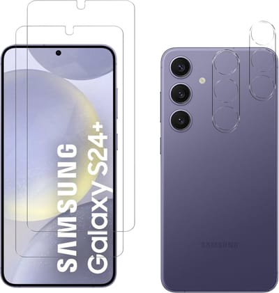 Screenprotector geschikt voor Samsung Galaxy S24 Plus - 2 stuks Beschermglas van glas Transparante glazen schermbeschermfolie + 2 stuks Camera Protector