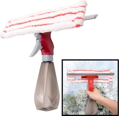 PRO Dubbelzijdige Raamwisser - Raamtrekker met Spray functie - Voor glazen ramen of Douche - Ramen wassen en Zemen