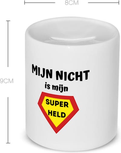 Akyol - mijn nicht is mijn superheld Spaarpot - Nicht - super nicht - verjaardag - cadeautje voor nicht - nicht artikelen - kado - geschenk - 350 ML inhoud