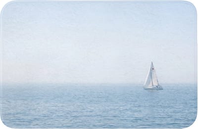 Badmat 60x40 cm - Antislip - Horizon - Zeilboot - Zee - Badmatten voor badkamer - Badkamermat - Douchemat - Badkamer mat