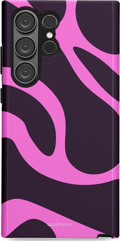 Casetastic hoesje geschikt voor Samsung Galaxy S23 Ultra - Dubbellaagse bescherming - Roze Paarse Lavendel Abstractie - Fashion Case - Donkergrijs Roze